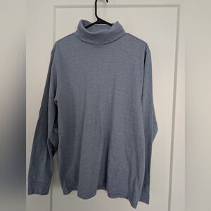 Lands End Men's Gray/Blue Turtleneck Sweater, Size Large